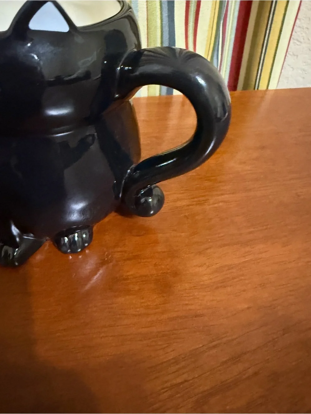 NATURAL LIFE Black Cat Ceramic Pet Bowl with Handle